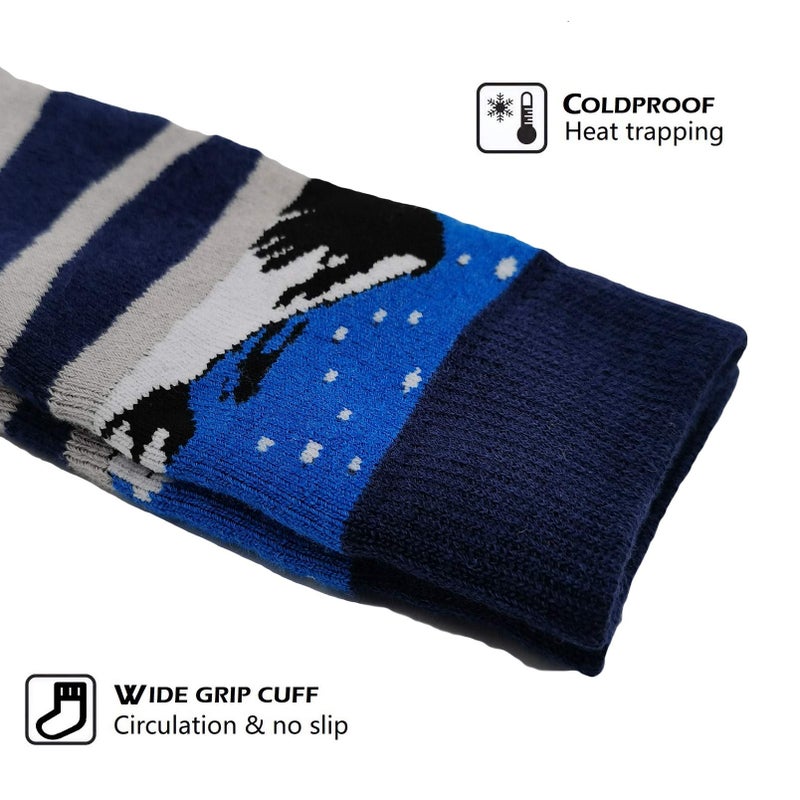 HIGHCAMP 2 Pairs Kids Merino Wool Ski Snowboard Socks Boy Girl Toddler Snow Socks/Alps Navy, M - Image 3